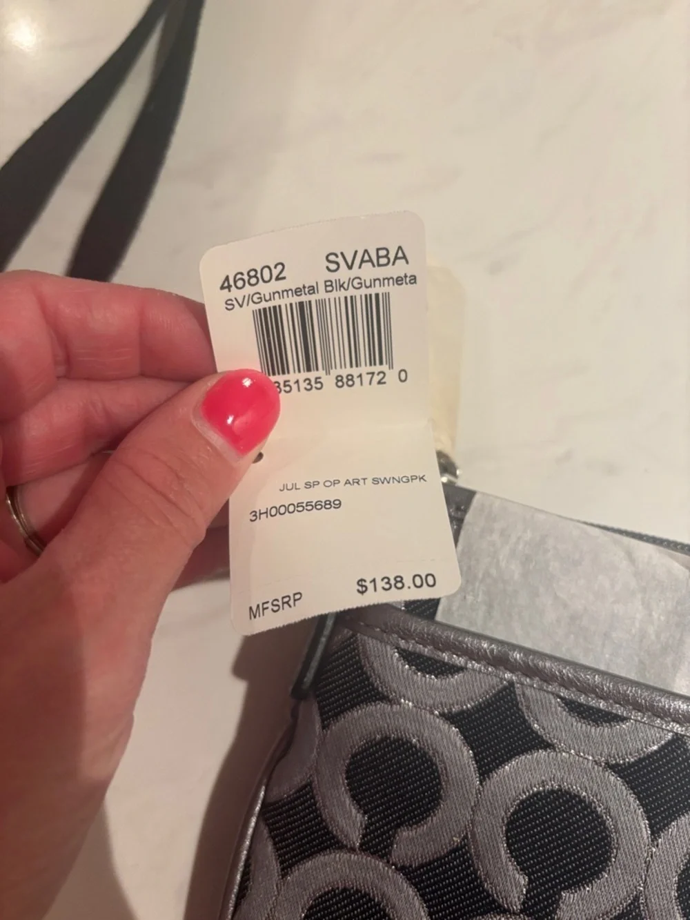 NWT Coach Silver and Black Crossbody Bag